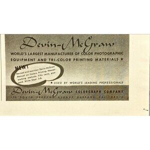 Devin-McGraw Colorgraph Co. *Used by World's Leading Professionals Print Ad 1941